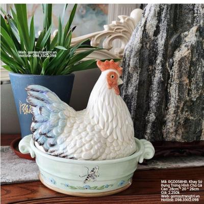 KHAY SỨ ĐỰNG TRỨNG HÌNH CHÚ GÀ